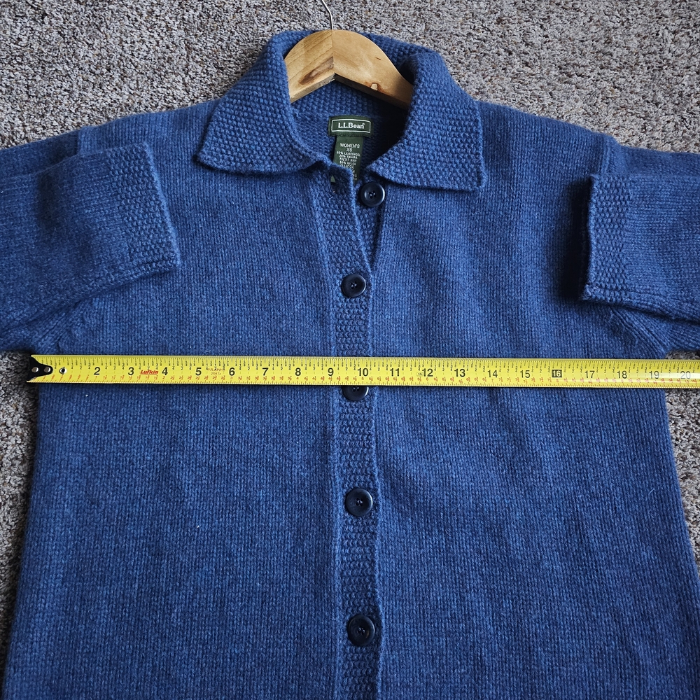 L.L. Bean Blue Wool Blend Button-Up Sweater - Picture 6 of 8